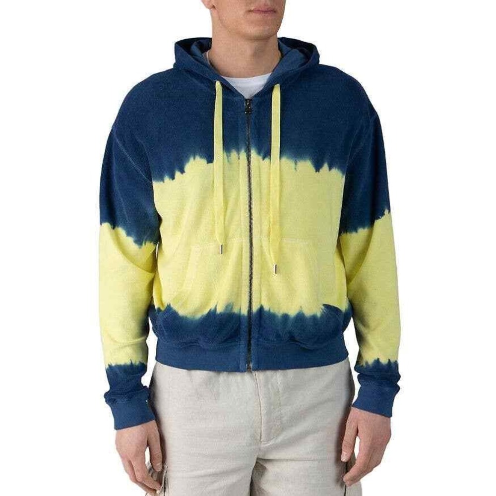 ATM Anthony Thomas Melillo Zip Hoodie Dip-Dyed French Terry Large Blue Yellow - Picture 1 of 9